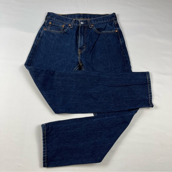 Levis 505 Men's Regular Fit Jeans Dark Wash size: W32 L32 - Picture 3 of 13